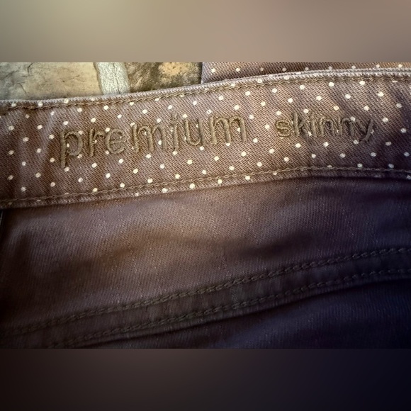 GAP Tan w White Polka Dots Premium Skinny Jeans Mid-Rise Stretch -Sz 8- - Picture 5 of 5